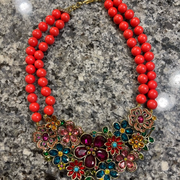Heidi Daus Swarovski Crystal Drop Necklace ~ Flower Show (Coral Color) - Picture 5 of 5